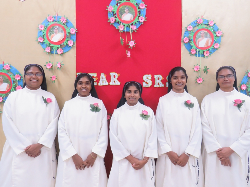 Perpetual Profession Sr. Jinfy Kalappurackal, Sr. Mamata Rajni Oram, Sr. Reeja A., Sr. Selina Kumblamthanath and Sr. Saroj Tete